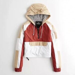Hollister Color Block Windbreak Cropped Hooded Jacket - M